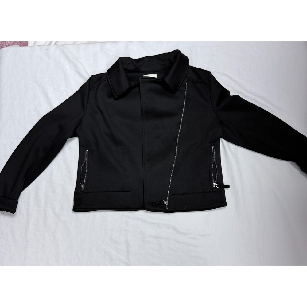 Max Studio Womens Black Asymmetrical Zip Moto Jacket Scuba Knit Size M A701R20